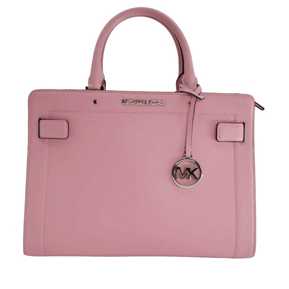 MICHAEL KORS Rayne Medium Saffiano Leather Satchel Crossbody Bag Carnation NWT - Picture 3 of 16